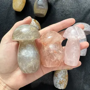 Natural Crystal Mushrooms Crystal Craft Healing Stones Ocean Jasper Mixed Quartz Mushrooms
