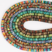 Perles plates en pierre de turquoise naturelle multicolore de 6x2 mm, en forme de disque, pour la fabrication de bijoux, bracelets et colliers
