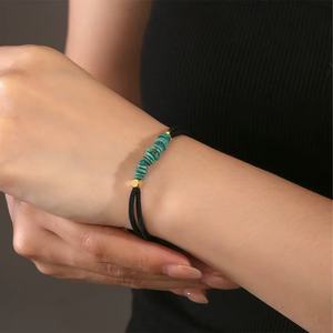 Longfeng เม็ดลูกปัดเทอร์ควอยซ์แท้สีเงินสี S925 18K ชุบทองได้ทุกเพศสร้อยข้อเท้าแฟชั่น - Product Image 5