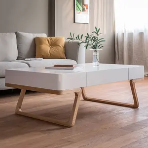 İtalyan tipi oturma odası mobilya beyaz katı ahşap sehpa teapoy tasarımları