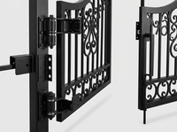 Portail de cour européen classique de luxe, anti-effraction, en fer forgé et aluminium moulé, avec revêtement en poudre noire et ornements plaqués or