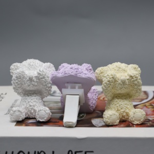 Diffuseur d'huiles essentielles en pierre aromatique en forme d'ours, en gypse massif, pour voiture et maison, avec capteur de vibration et clip de ventilation - Product Image 4