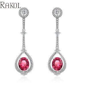 RAKOL EP2125 nuevos pendientes de mujer colgantes de gota de agua de circón plateado 2022 - Product Image 4