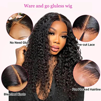 Perruques Lace Front Brésiliennes Ondulées Sans Colle, Densité 250%, Dentelle HD Transparente Pré-Pluckée avec Cheveux de Bébé pour Femmes Noires