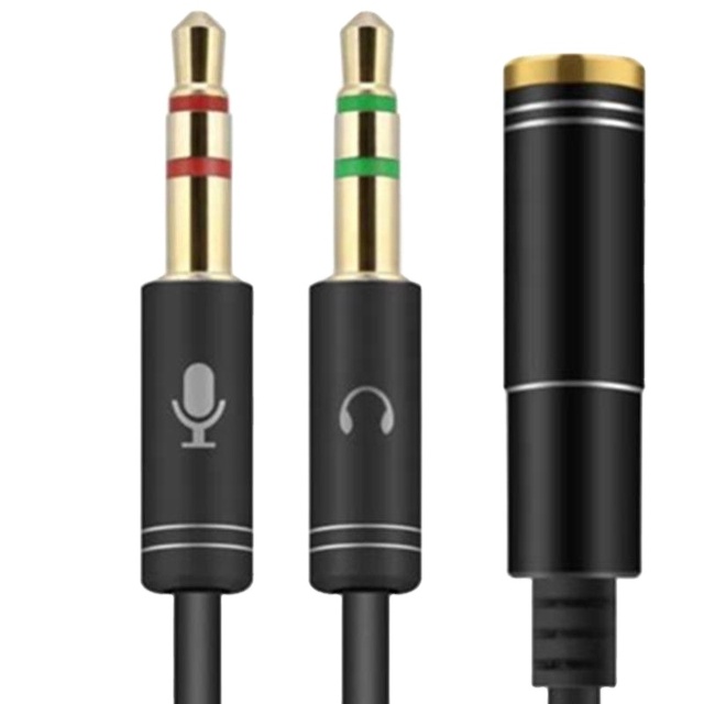 Headphone Splitter for Computer 3.5mm Female to 2 Dual 3.5mm Male Mic Audio Y Splitter Cable Smartphone Headset to PC Adapter