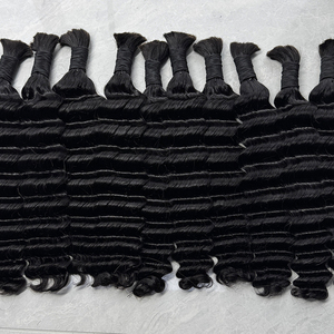 Human Hair Bulk <b>Deep</b> <b>Wave</b> No Weft Natural Black Full Texture Hair For Bohemian Braids And <b>Wig</b> Making - Product Image 4