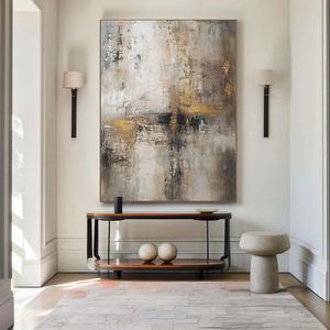 Art mural abstrait noir et beige, toile luxueuse pour décoration moderne, peinture murale artisanale, art mural sur toile - Product Image 4