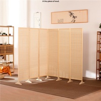 Paravent pliant de style chinois en bois, bambou et rotin, séparateur de pièce mobile et pliable pour salon et hôtel