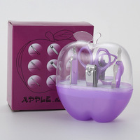 Ensemble de coupe-ongles en acier inoxydable Apple, 8 pièces, lame droite, pointe acérée, ciseaux à ongles en plastique, boîte à outils de manucure, coffret cadeau beauté