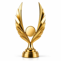 Trophée d'art moderne épuré |   Coupe de récompense ailée de style escalonné |   Souvenir en alliage de zinc durable plaqué or |   Cadeaux de bienvenue personnalisés