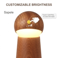 Lampe de table LED moderne en bois à commande vocale intelligente, blanc cassé, batterie rechargeable 1000 mAh, base séparable, gradation tactile