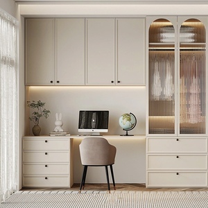 Muebles de Dormitorio Modernos, Armario de Madera con Luces LED, Estilo Hotel, Combinación de Almacenamiento y Tocador con Diseño Ensamblado - Product Image 3