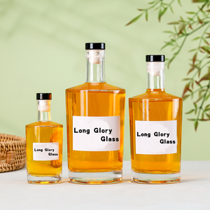 Klasik yuvarlak düz omuz cam şişe 750ml 700ml 500ml 375ml ruhları votka viski rom Tequila Gin içecek suyu bal için - Product Image 3