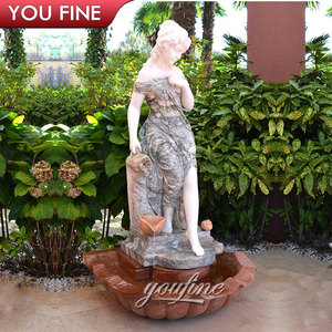 Fontaine <span class=keywords><strong>d</strong></span>'<span class=keywords><strong>eau</strong></span> classique YOUFINE en marbre sculpté à la main avec une sirène tenant une coquille pour jardin de villa - Product Image 6