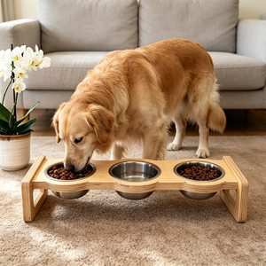 Comedero Elevado <span class=keywords><strong>de</strong></span> Madera Ecológico y Moderno para Perros y Gatos, Diseño Ergonómico que Evita la Tensión del Cuello, Fácil <span class=keywords><strong>de</strong></span> Limpiar - Product Image 3