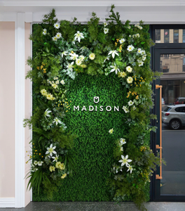 Mur végétal en herbe, feuillage, panneau de fleurs, plantes artificielles, jardin vertical, mur vert en plastique - Product Image 4