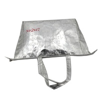 Sac de shopping en argent brillant personnalisé en usine, réutilisable, logo imprimé personnalisé, sac de plage pliable, sac de shopping pour cadeau promotionnel