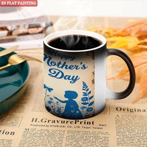 Mug à finition givrée 11oz en céramique noire, tasse à café magique changeant de couleur sensible à la chaleur - Product Image 5