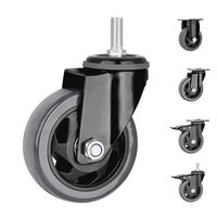 Roue pivotante industrielle de 100 mm (4 pouces) à usage moyen avec tige filetée pour chariot à poignée