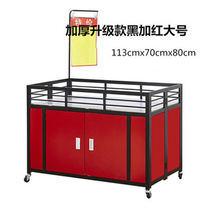 Chariot d'étagère de supermarché double face en métal robuste, présentoir pliable à un seul niveau pour stand de rue, promotion épaissie - Product Image 4
