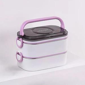 Lonchera Bento Japonesa de 2 Niveles de 1.6 L para Niños, Lonchera de Acero Inoxidable, Contenedor de Alimentos Portátil con Asa - Product Image 1