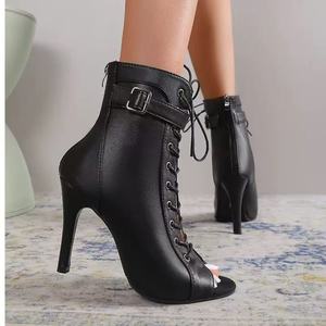 Sepatu <span class=keywords><strong>Boots</strong></span> Batacha Jazz Matte Hitam 10cm Termurah untuk Wanita, Cocok untuk Salsa, Pakaian, Pertunjukan, dan Latihan - Product Image 1