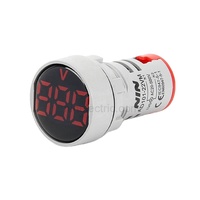 נין 22mm AC עגול תצוגת פנל דיגיטלי גביש קרום עמיד למים אות אור מחוון מד מתח אדום