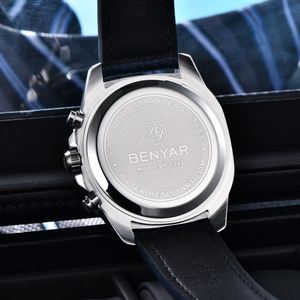 2025 New BENYAR Retro Leather <b>Watch</b> Sports Quartz <b>Watch</b> Luminous Skeleton Waterproof Multifunctional <b>Watches</b> for Man - Product Image 5