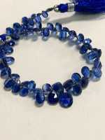 Perles de pierre de cyanite naturelle bleue facettée de 8 pouces de haute qualité, super scintillantes, en forme de poire briolette