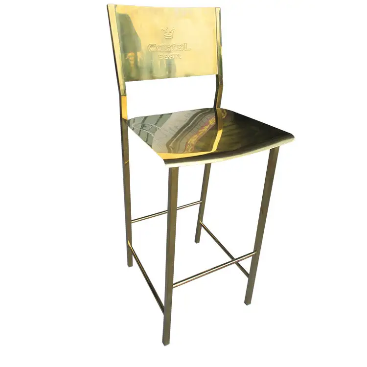 New Style Beer Bar Furniture Bar Chair Gold Metal Bar Stool With Back Rest