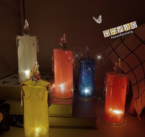 Bougie LED irisée de luxe, sans flamme, à piles, cadeau, décoration de maison, mariage, bougie pilier électrique, bougie ciel étoilé unique - Product Image 1