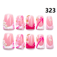 Faux Ongles Press-On Faits Main 656-660 Couleurs Fleurs Canard, 10 Pièces, Styles de Design Uniques pour Doigts