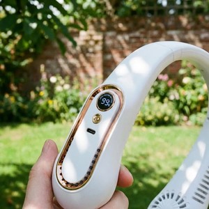 Ventilateur de cou portable avec écran numérique, ventilateur de refroidissement rechargeable Type-C, mini ventilateur personnel - Product Image 4