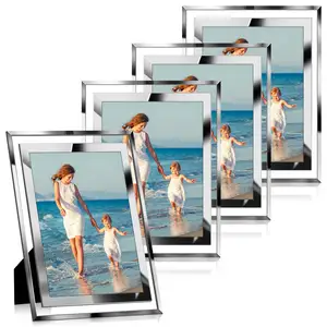 Sparkly Mirrored Photo Frames Glitter Crystal Silver Photo Frames for Wedding Frames for Home Family Party