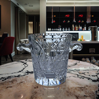 Seau à glace en cristal sculpté à la main-Refroidisseur de whisky/vin de luxe 24P, décor de mariage et de bar gravé, cadeau en verre élégant