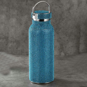 Bouteille d'eau de luxe en acier inoxydable Bling isolée paillettes flacon à vide dégradé avec chaîne vérifiée - Product Image 4