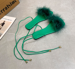 <span class=keywords><strong>2023</strong></span> mode été lapin fourrure fourrure bout ouvert semelle extérieure toboggan extérieur en cuir Pu sandales moelleux dames pantoufle pour les femmes nouveau Style - Product Image 4