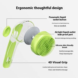 Special Handle Portable Silicone Bath Massage <b>Brush</b> <b>for</b> Pet Dogs and Cats Plastic Scrub - Product Image 4