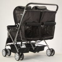 Poussette double pour animaux de compagnie Poussette pliable pour 2 chiens et chats Transporteur à deux places Jogger de voyage Chariot de transport pour animaux de compagnie