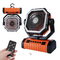 Nouveau ventilateur de camping, lampe d'éclairage extérieur, ventilateur pivotant rechargeable, portable, à fort vent, télécommandé, 20000mAh