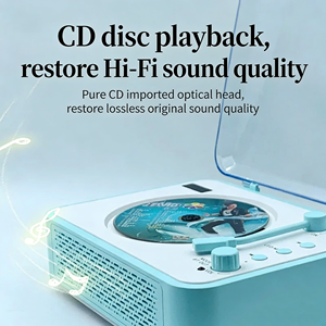 Reproductor de CD Estilo Tocadiscos Vintage, Conexión Inalámbrica, Cubierta Acrílica Antipolvo, Caja de Música Retro Portátil con Control de Perilla, Regalo Decorativo - Product Image 1