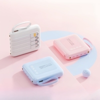 Nouveau produit Mini 5000/10000mAh Mobile Power Bank USB Type-C Chargeur portable avec LED forte lumière et quatre câbles intégrés
