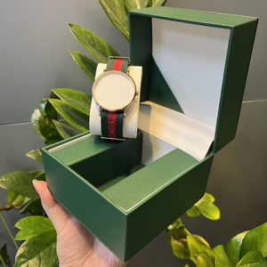 Boîte à montre de luxe en cuir vert personnalisée avec logo, directement de l'usine, boîte cadeau en cuir vert personnalisée pour montres de luxe - Product Image 4