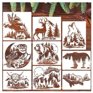 Animal Wood Burning Stencils For Painting Big Deer Stencils Horse Stencil Bear Wolf Moose Drawing Templates For DIY