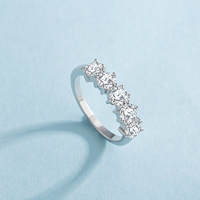 Bague de mariage en argent sterling S925 plaqué or blanc 14 carats avec 5 pierres de moissanite D VVS1 créées en laboratoire, bijoux pour femmes, anniversaire