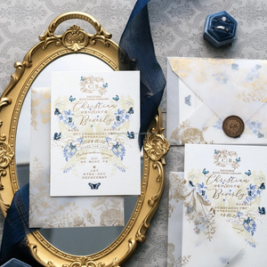 Papier vélin translucide de qualité supérieure pour invitations de mariage, logo personnalisable, estampage à chaud, RSVP - Product Image 2