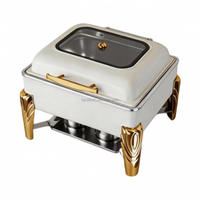 Mini-plat chauffant de luxe blanc et or 6L pour mariages haut de gamme, pâtisseries et petits buffets
