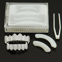 Grillz dentaire arc-en-ciel pour hommes, style Hip Hop Punk Rapper, couleur or, avec zircone cubique (CZ), pour dents supérieures et inférieures, pour fêtes cosplay