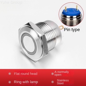 Interruptor de Botón Pulsador Corto de 16 mm, Cabeza Plana, Terminal Largo, Color Negro - Product Image 2