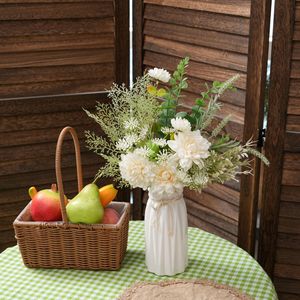 Bouquet de pivoines artificielles Sunset Beauty en tissu tissé plastique, décoration murale pour mariage et maison - Product Image 1